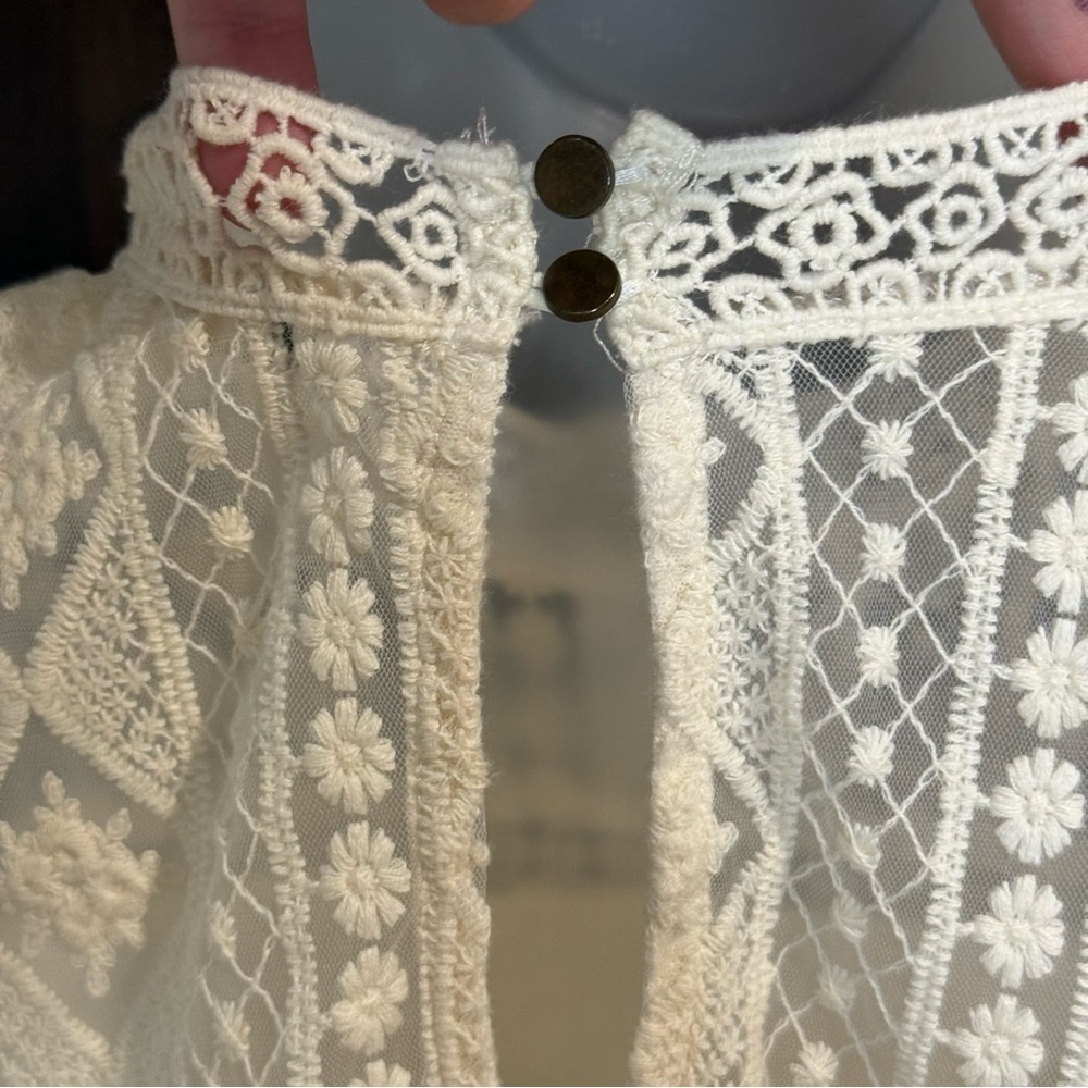 Eyeshadow Ivory lace collar Sleeveless Tank Top Women’s Size M chic casual cute - Picture 4 of 7